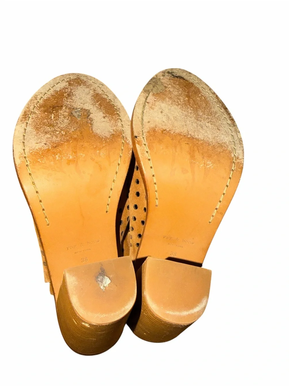 Rag & Bone Women's Suede Perforated Slingback Sandals - Brown Size 38